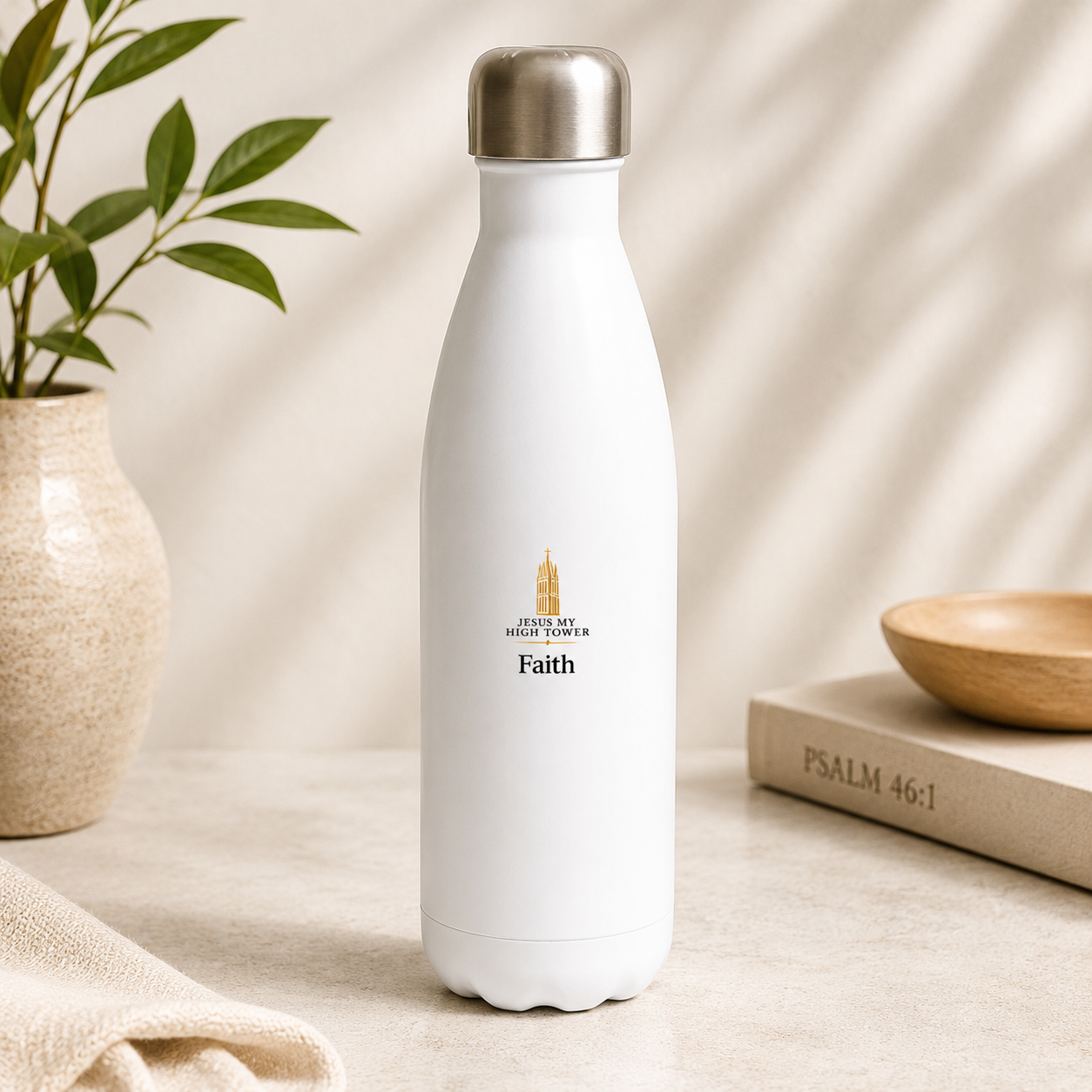 Botella Faith Signature - Blanca de acero inoxidable 483 ml (17 oz)